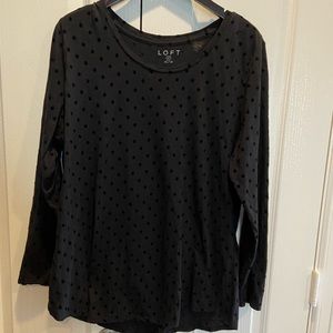 Loft Long Sleeve Black T Shirt with Polka Dots 16/18